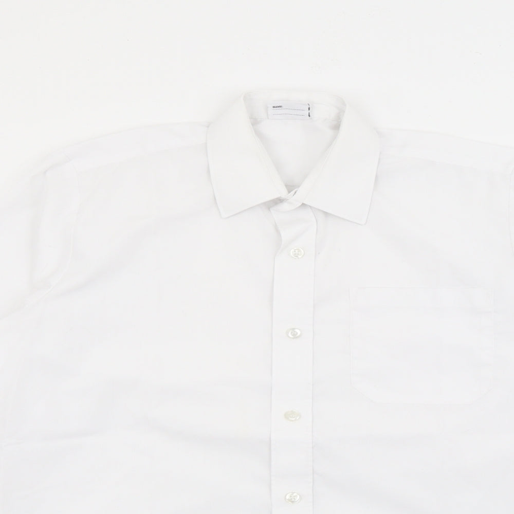 Banner Boys White  Polyester Basic Button-Up Size 13-14 Years Collared Button