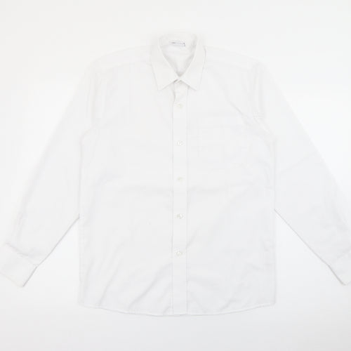 Banner Boys White  Polyester Basic Button-Up Size 13-14 Years Collared Button
