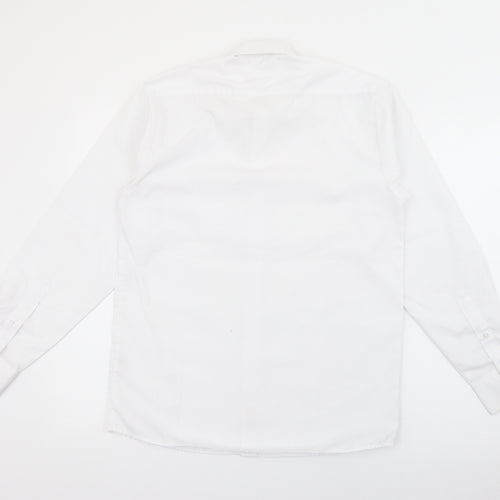 Banner Boys White  Polyester Basic Button-Up Size 13-14 Years Collared Button
