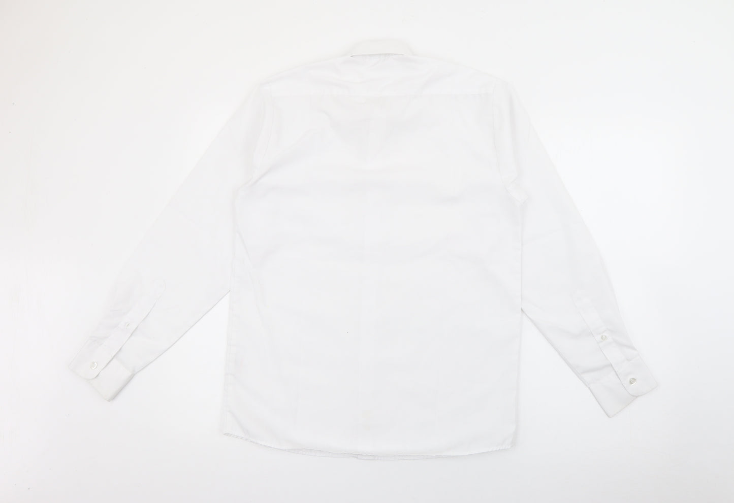 Banner Boys White  Polyester Basic Button-Up Size 13-14 Years Collared Button