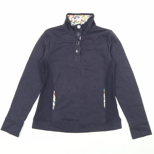 TU Womens Blue High Neck  Cotton Pullover Jumper Size 10