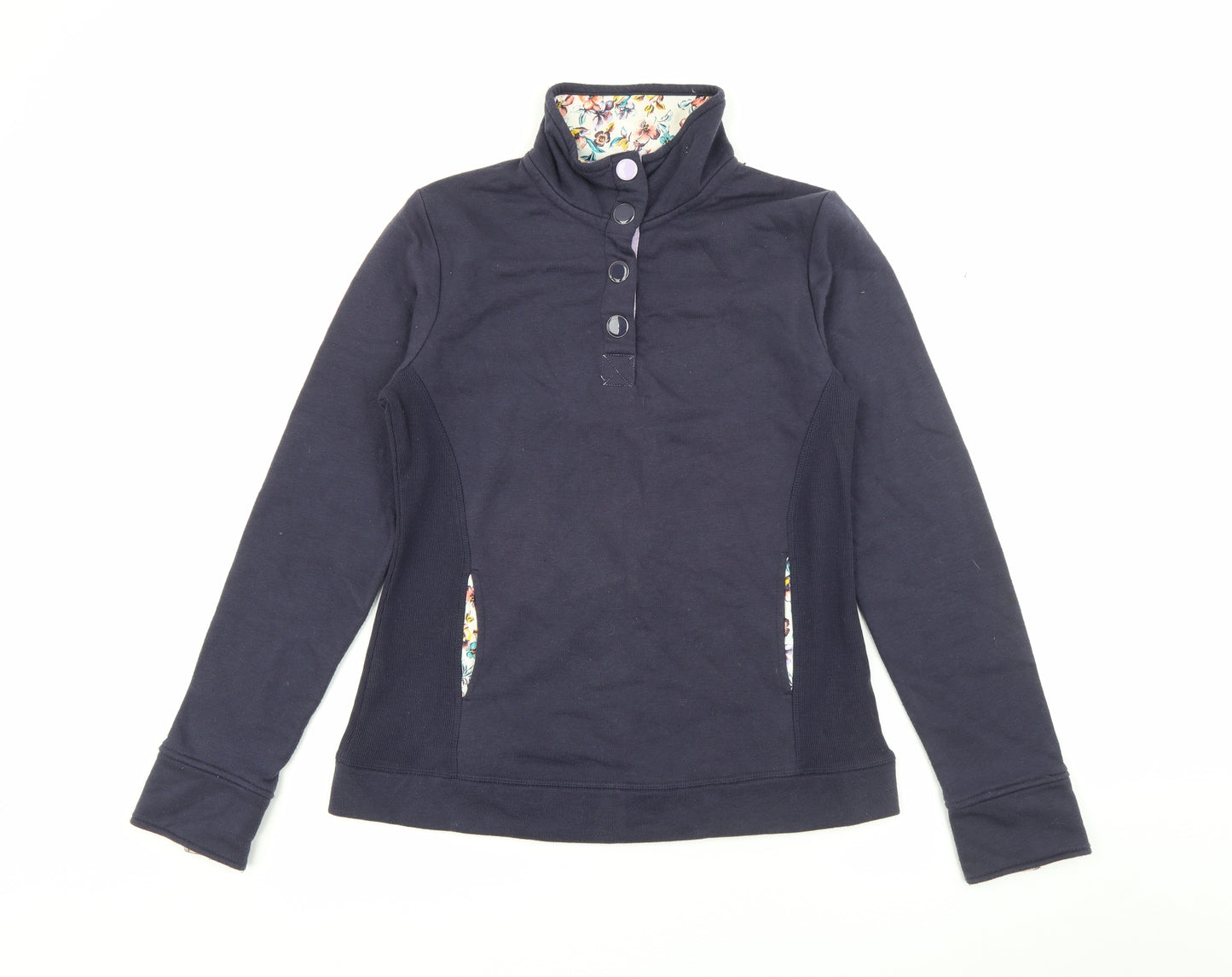 TU Womens Blue High Neck  Cotton Pullover Jumper Size 10