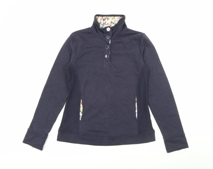 TU Womens Blue High Neck  Cotton Pullover Jumper Size 10