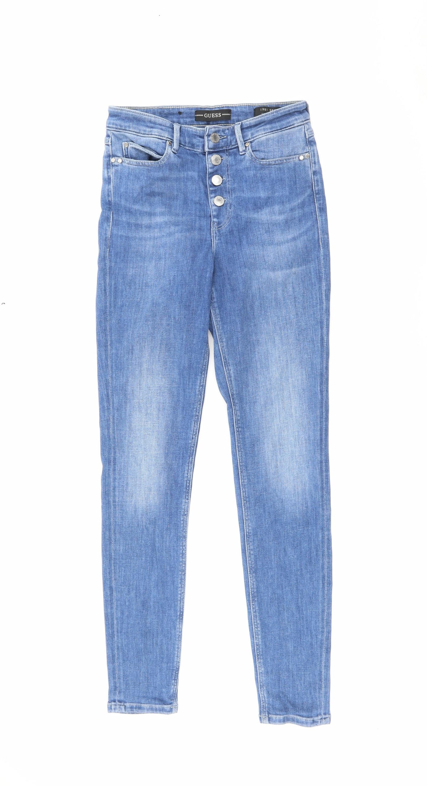 GUESS Womens Blue  Polyester Skinny Jeans Size 26 in L28 in Regular Button