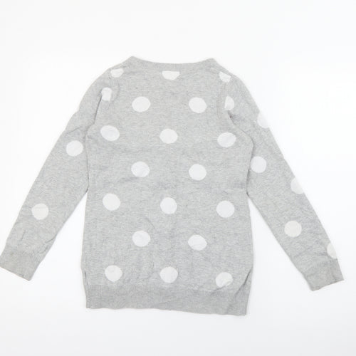 Gap Girls Grey V-Neck Polka Dot Cotton Cardigan Jumper Size 10-11 Years  Button