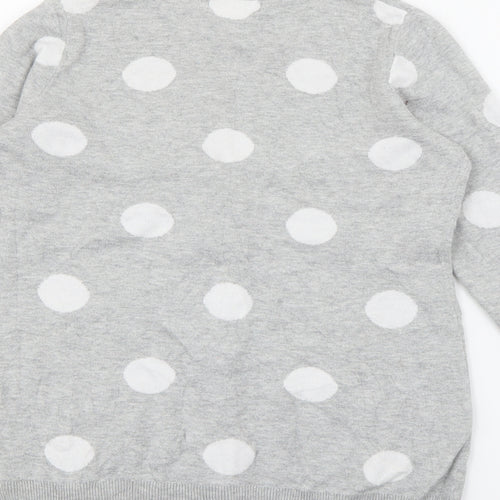 Gap Girls Grey V-Neck Polka Dot Cotton Cardigan Jumper Size 10-11 Years  Button