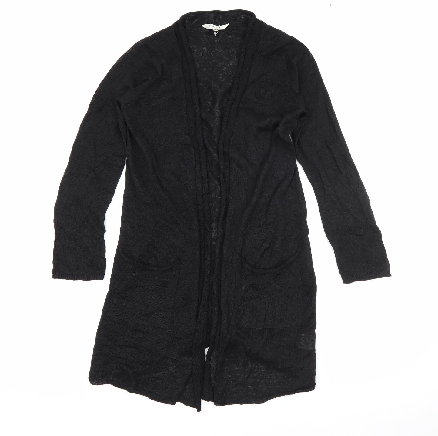 EAST Womens Black V-Neck  Linen Cardigan Jumper Size 8