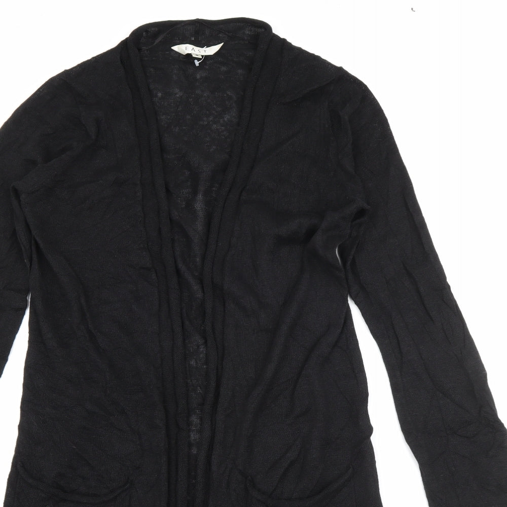 EAST Womens Black V-Neck  Linen Cardigan Jumper Size 8
