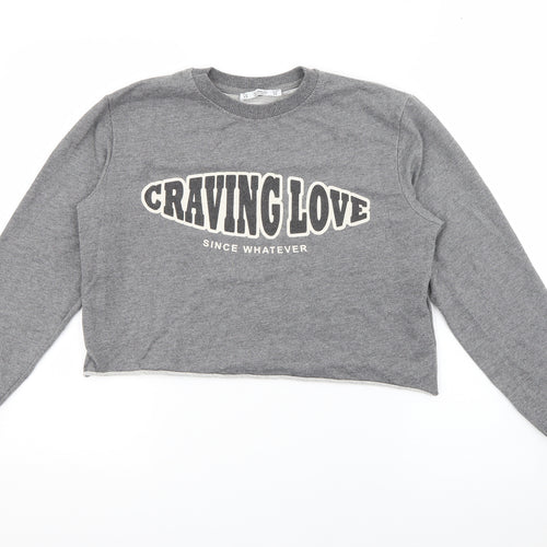 Pull & Bear Womens Grey  Polyester Pullover Sweatshirt Size XS