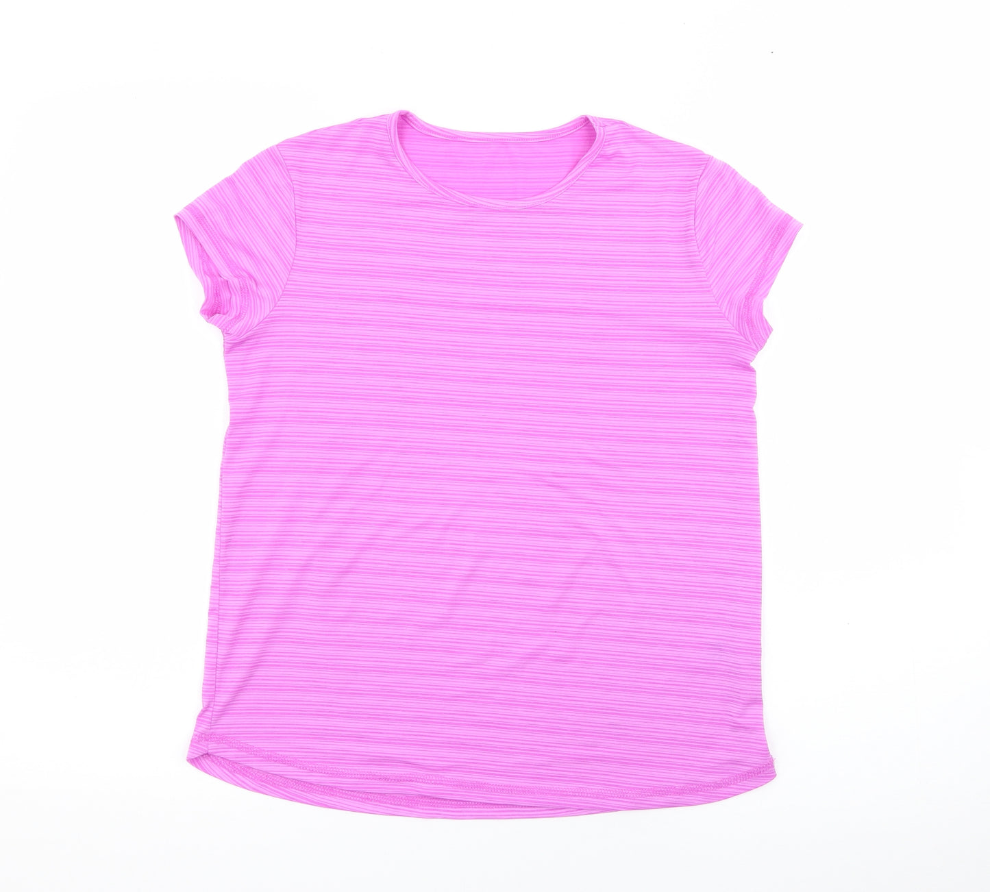 Dunnes Stores Womens Purple Striped Polyester Pullover T-Shirt Size XS Crew Neck