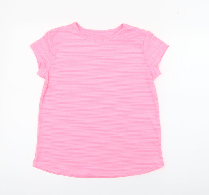Dunnes Stores Womens Pink  Polyester Basic T-Shirt Size XS Crew Neck