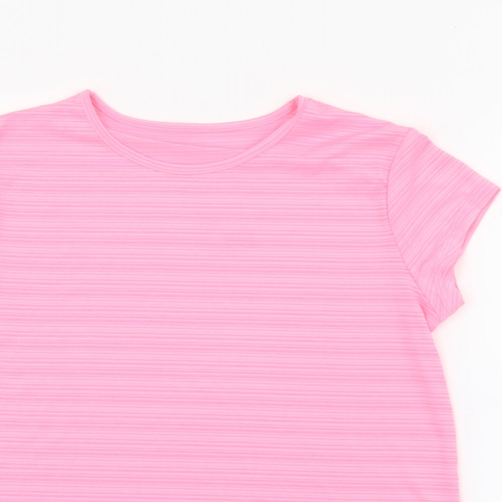 Dunnes Stores Womens Pink  Polyester Basic T-Shirt Size XS Crew Neck