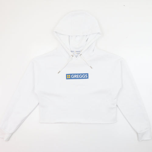 Primark Womens White  Cotton Pullover Hoodie Size 10   - Greggs