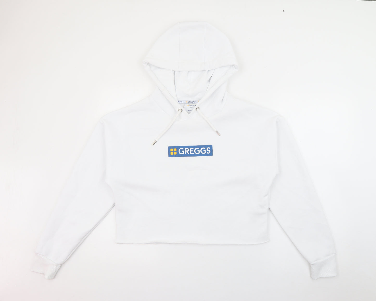 Primark Womens White  Cotton Pullover Hoodie Size 10   - Greggs