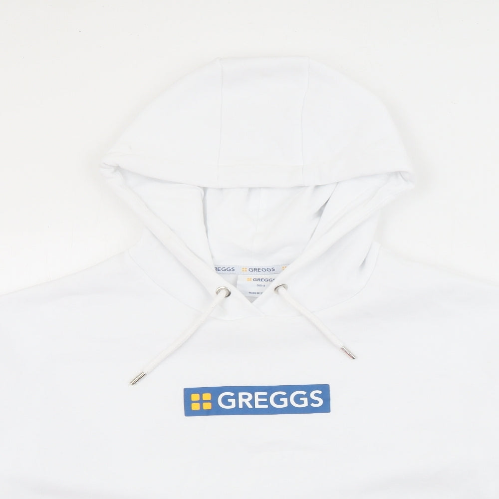 Primark Womens White  Cotton Pullover Hoodie Size 10   - Greggs