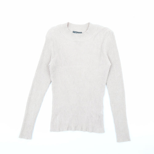 Primark Womens Beige High Neck  Viscose Pullover Jumper Size M