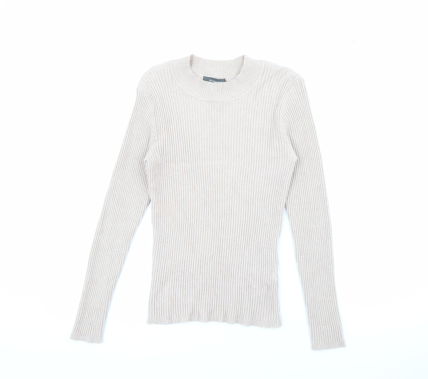 Primark Womens Beige High Neck  Viscose Pullover Jumper Size M