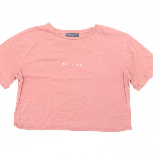 Primark Womens Pink Crew Neck  Cotton Tunic Jumper Size XS
