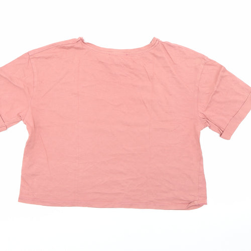 Primark Womens Pink Crew Neck  Cotton Tunic Jumper Size XS