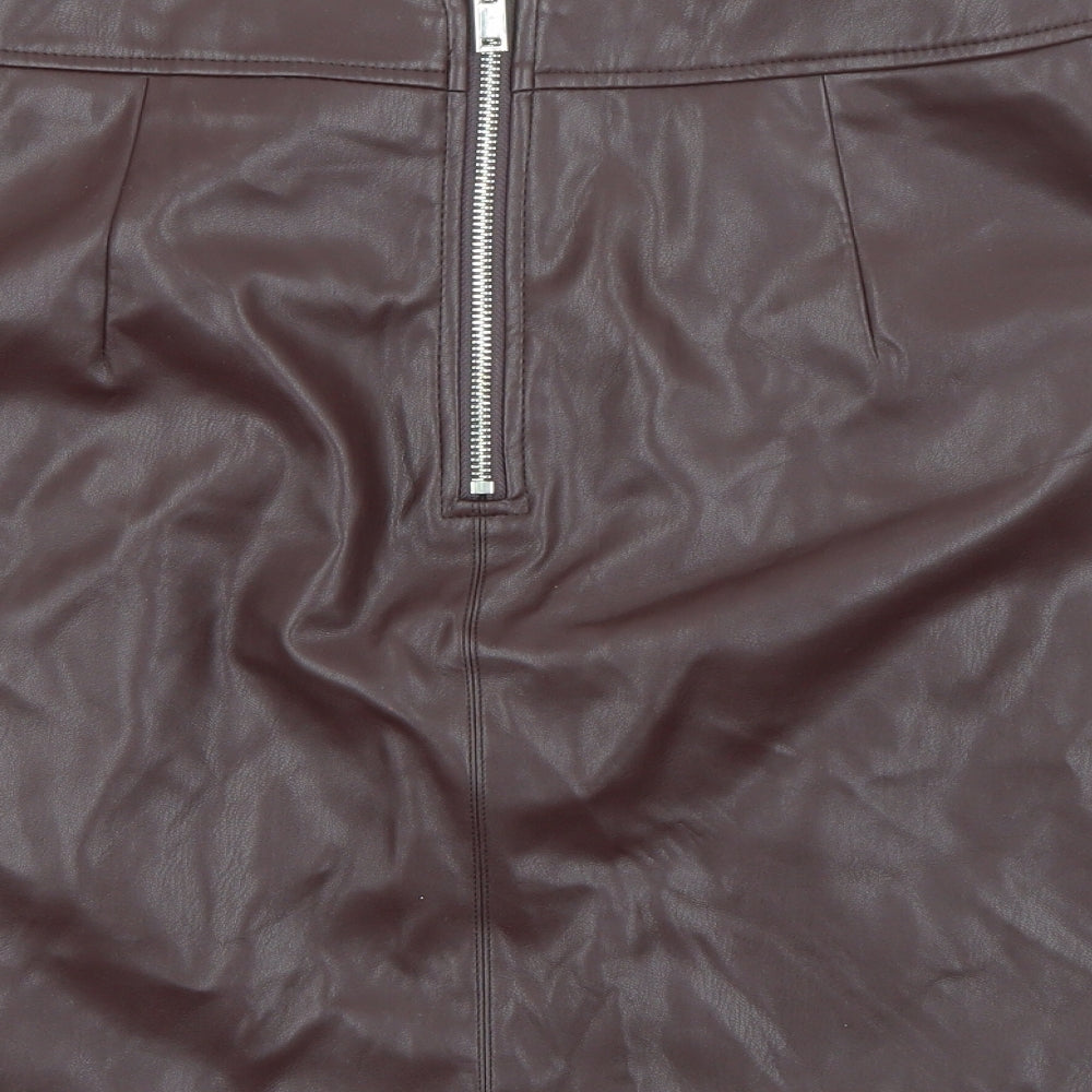 Warehouse Womens Purple  Polyurethane Mini Skirt Size 12   Zip
