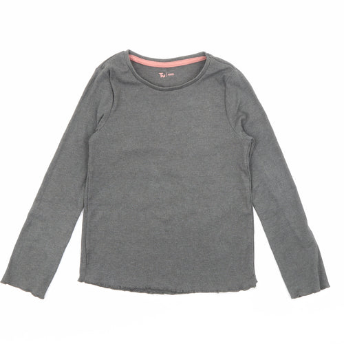 TU Girls Green Crew Neck  Cotton Pullover Jumper Size 5-6 Years