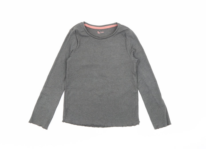 TU Girls Green Crew Neck  Cotton Pullover Jumper Size 5-6 Years