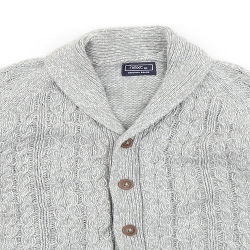 NEXT Boys Grey Roll Neck  Cotton Cardigan Jumper Size 3-4 Years  Button