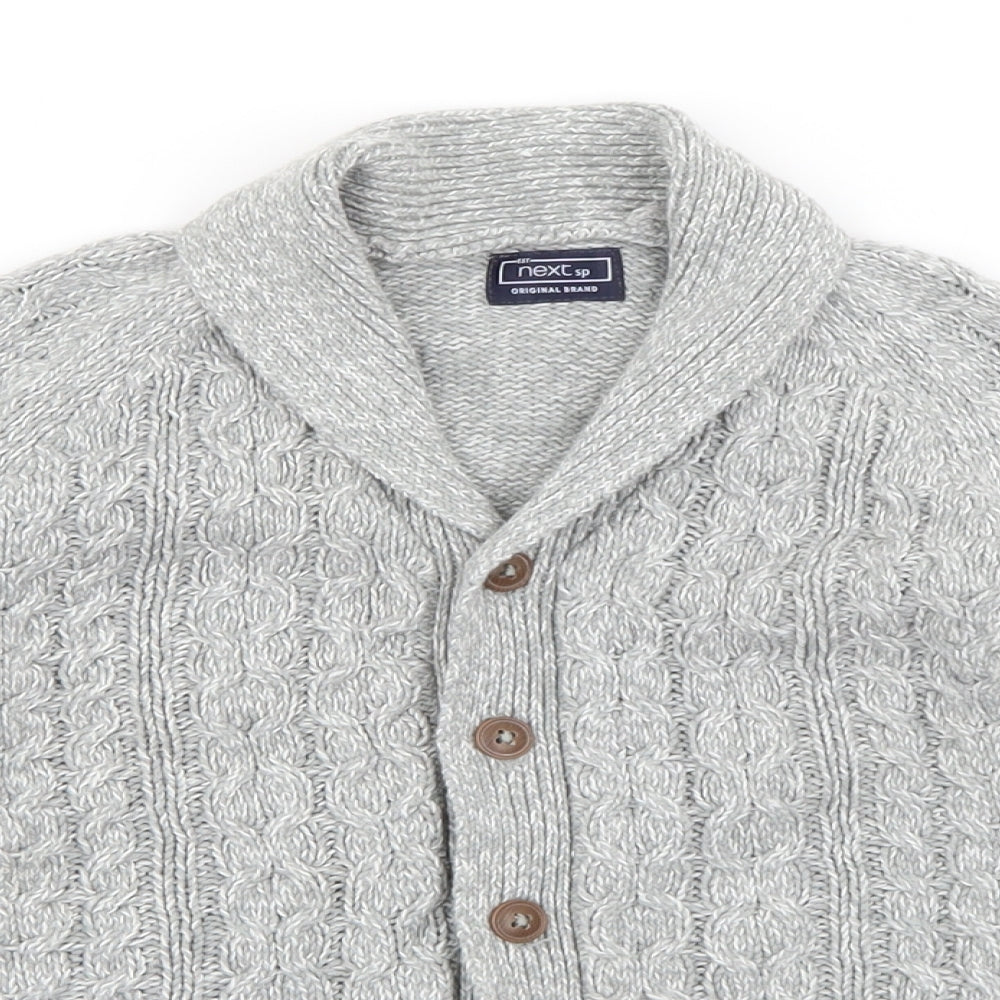 NEXT Boys Grey Roll Neck  Cotton Cardigan Jumper Size 3-4 Years  Button