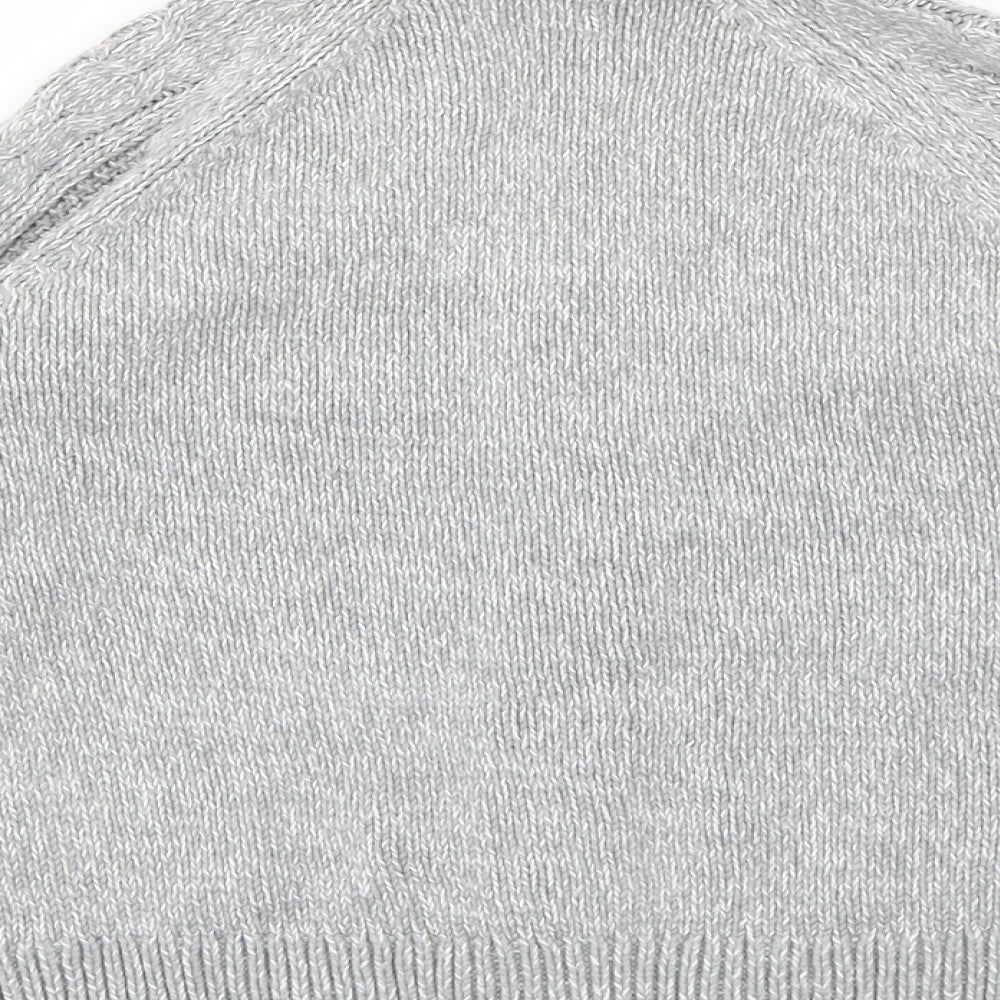 NEXT Boys Grey Roll Neck  Cotton Cardigan Jumper Size 3-4 Years  Button
