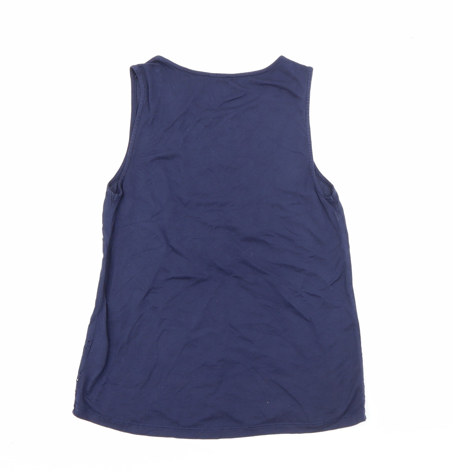 United Colors of Benetton Womens Blue  Cotton Camisole Tank Size S Round Neck