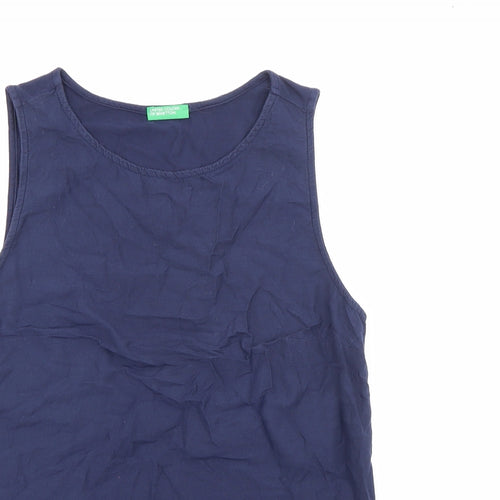 United Colors of Benetton Womens Blue  Cotton Camisole Tank Size S Round Neck