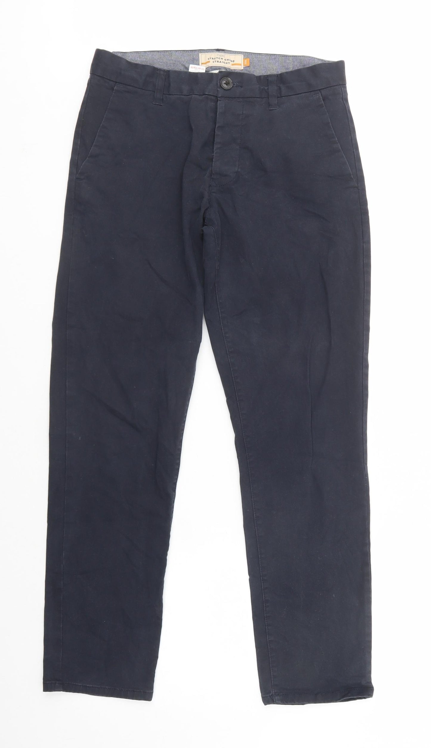 NEXT Mens Blue  Cotton Chino Trousers Size 30 in L31 in Regular Button