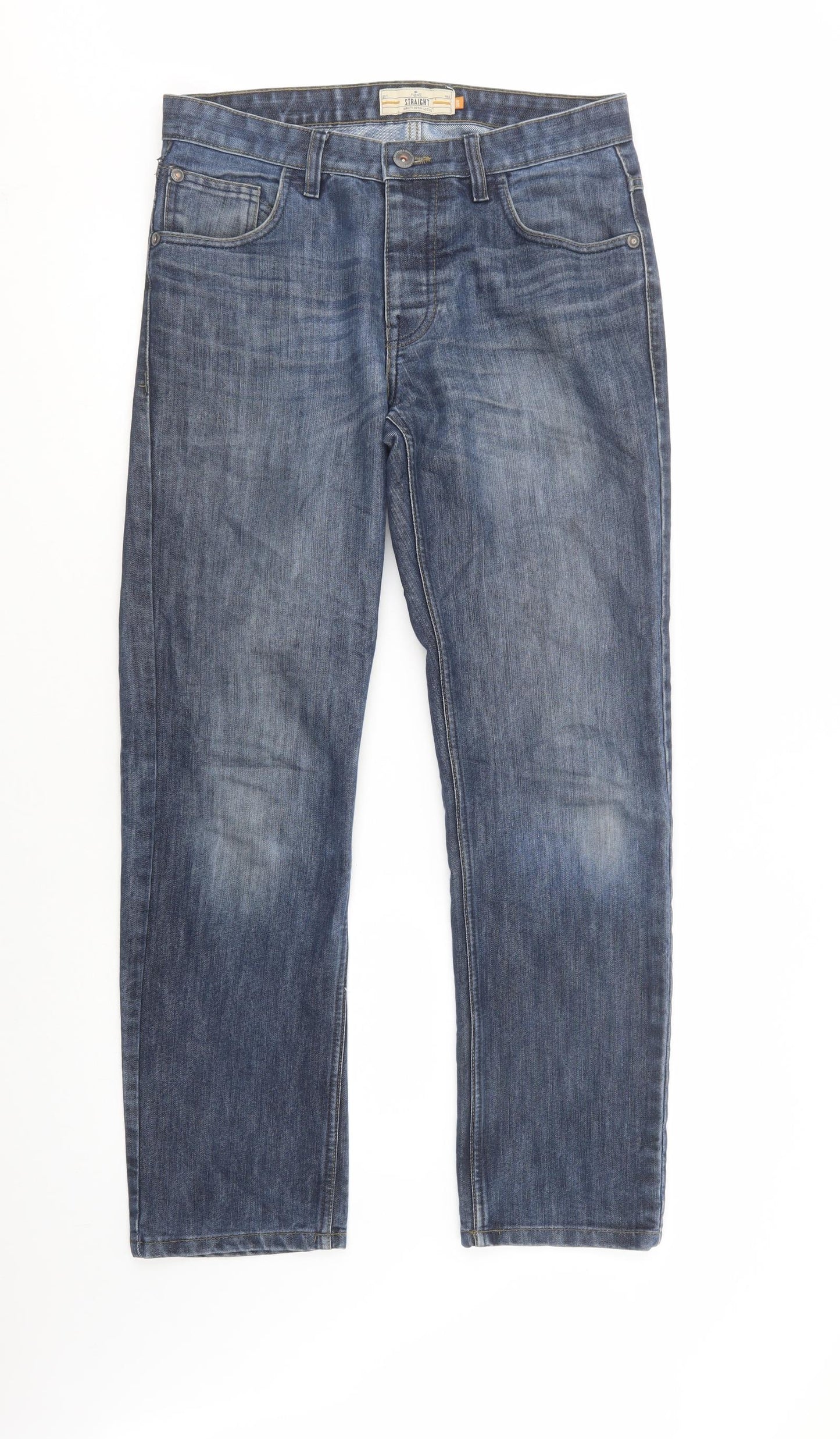 NEXT Mens Blue  Cotton Straight Jeans Size 30 in L31 in Regular Button