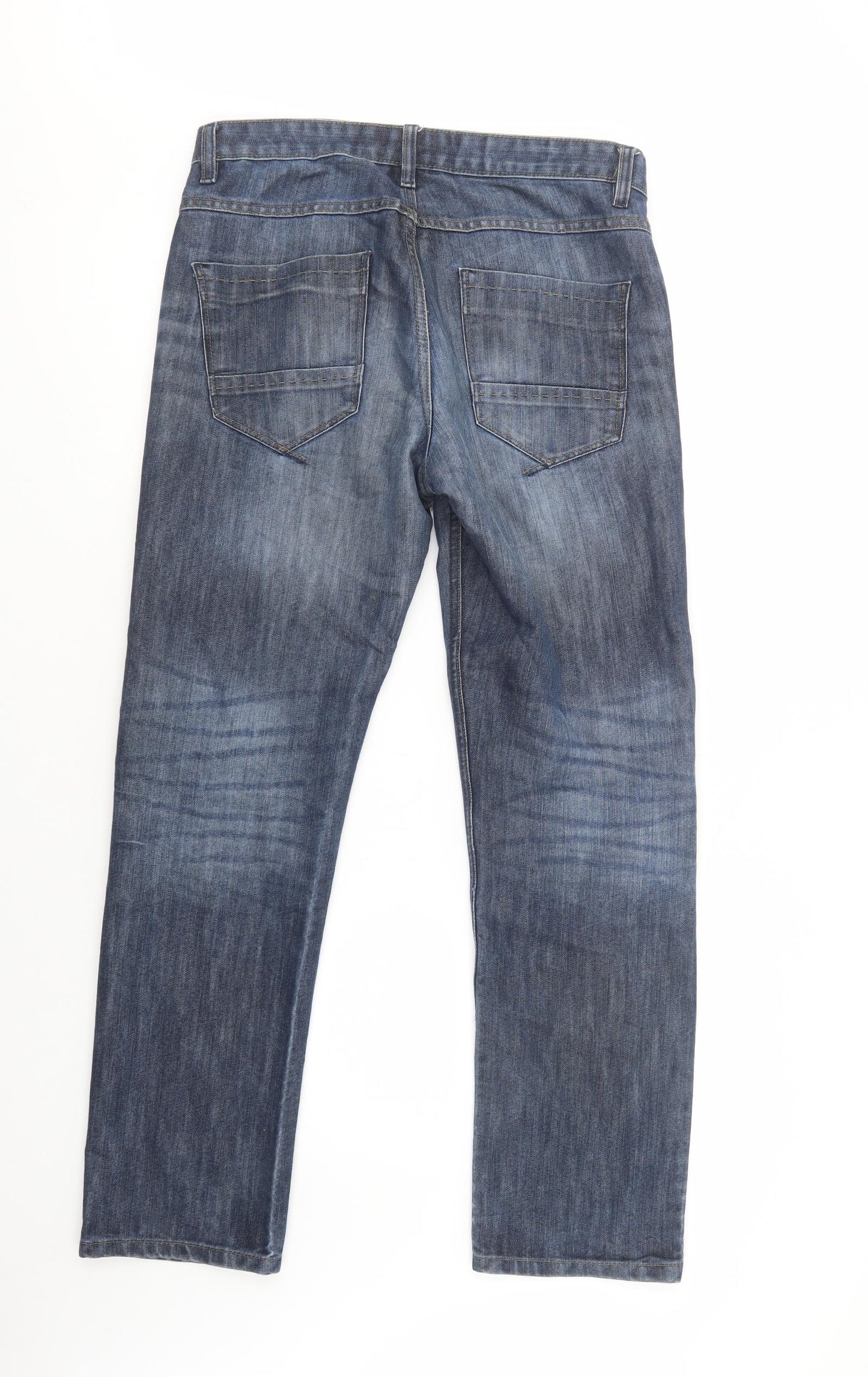 NEXT Mens Blue  Cotton Straight Jeans Size 30 in L31 in Regular Button