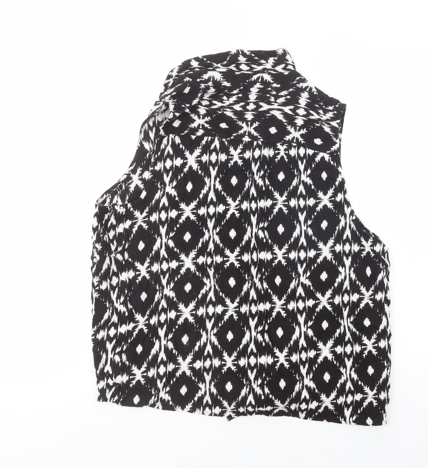 George Womens Black Geometric Viscose Basic Blouse Size 22 Collared
