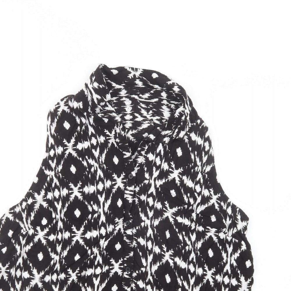 George Womens Black Geometric Viscose Basic Blouse Size 22 Collared