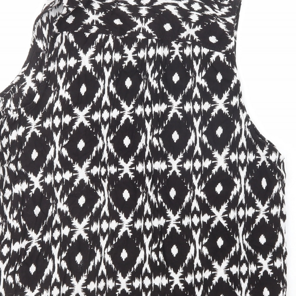 George Womens Black Geometric Viscose Basic Blouse Size 22 Collared