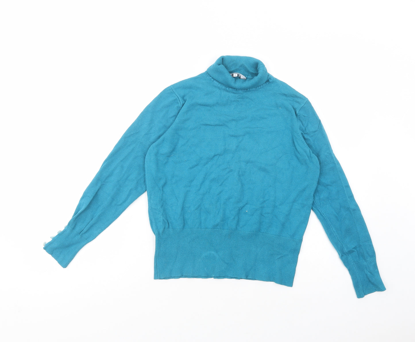 Preview Womens Green Roll Neck  Viscose Pullover Jumper Size M