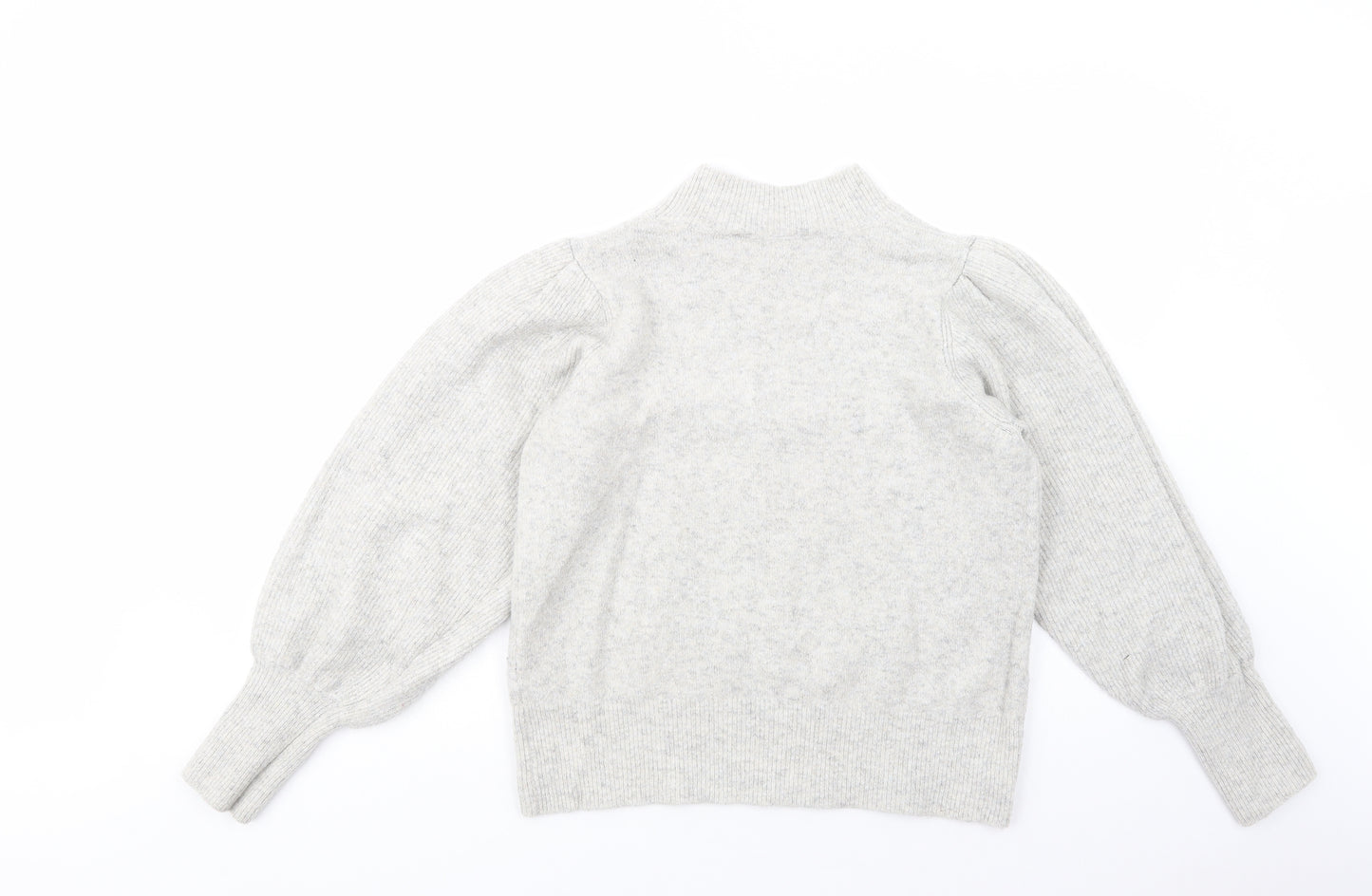French Connection Womens Grey Mock Neck  Acrylic Pullover Jumper Size L
