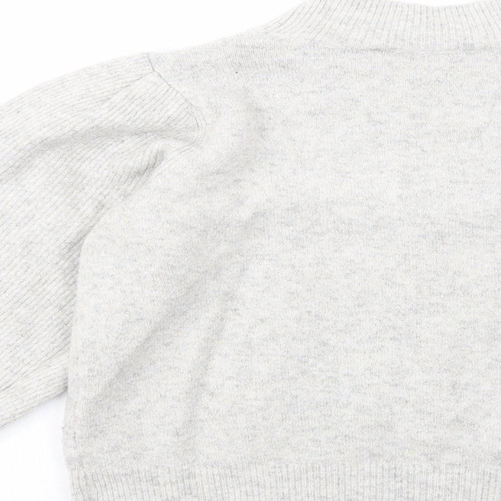 French Connection Womens Grey Mock Neck  Acrylic Pullover Jumper Size L