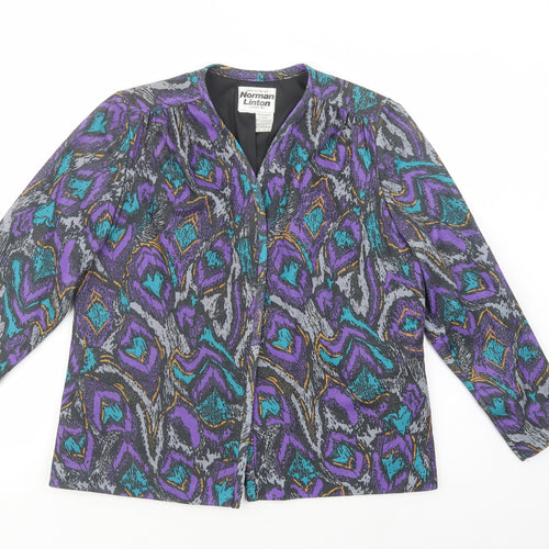 Norman Linton Womens Multicoloured Geometric  Jacket Blazer Size L