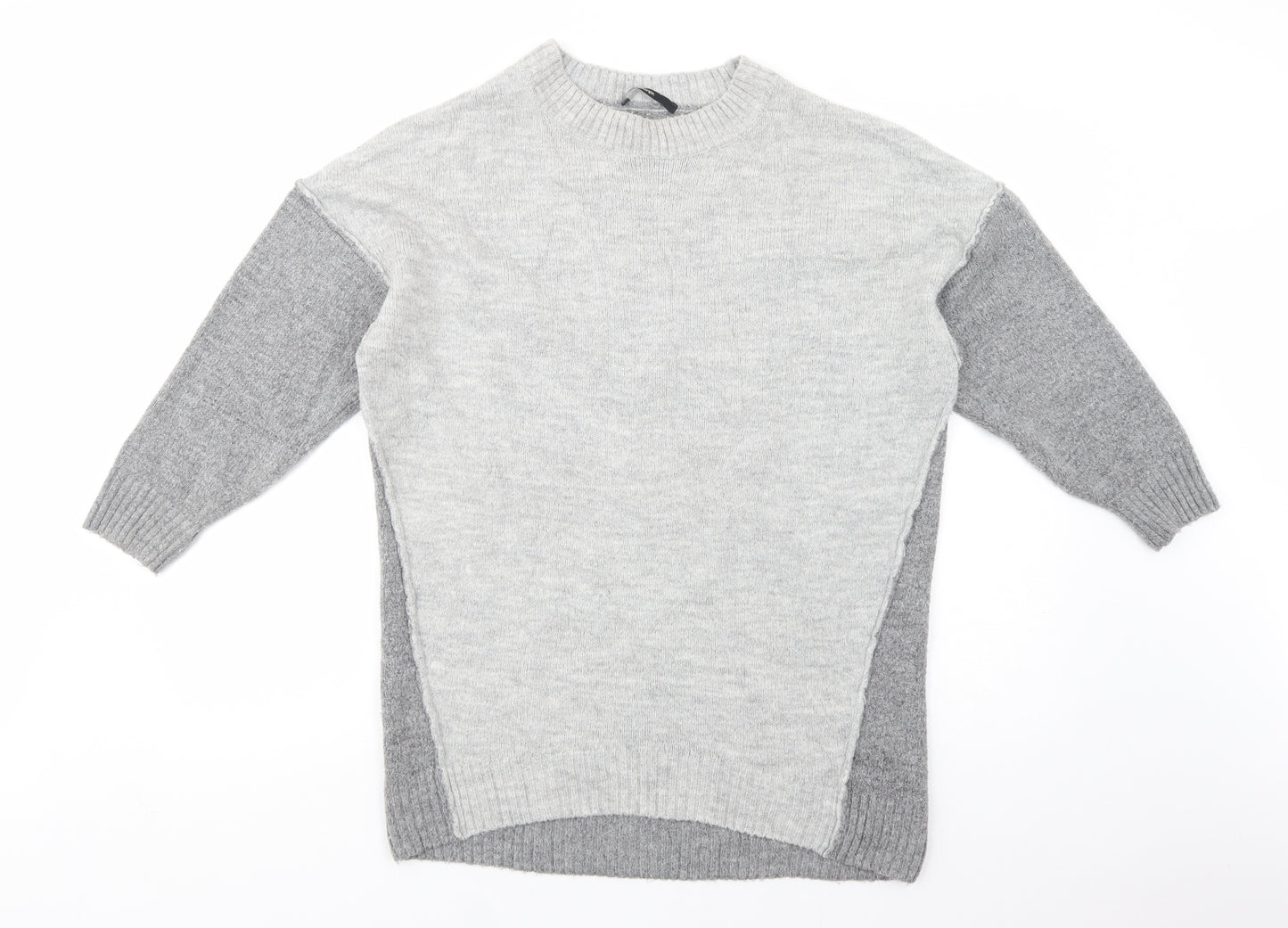 George Womens Grey Crew Neck  Acrylic Tunic Jumper Size 10