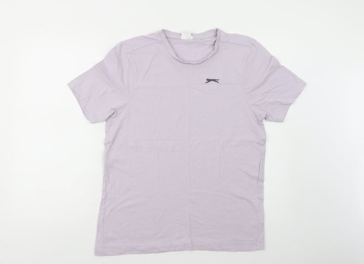 Slazenger Mens Purple Cotton T-Shirt Size S Crew Neck