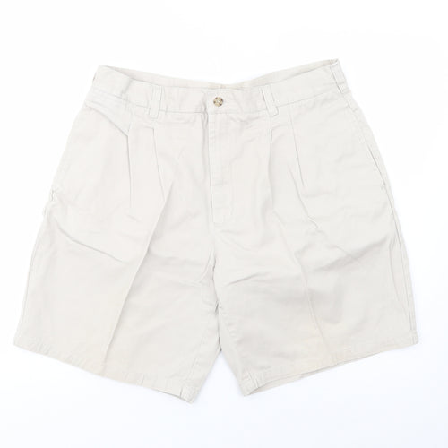 Dunnes Stores Mens Beige  Cotton Cargo Shorts Size 38 in L9 in Regular Button