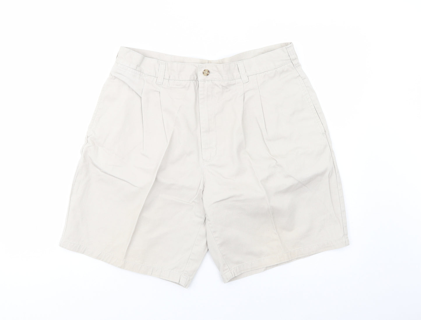 Dunnes Stores Mens Beige  Cotton Cargo Shorts Size 38 in L9 in Regular Button