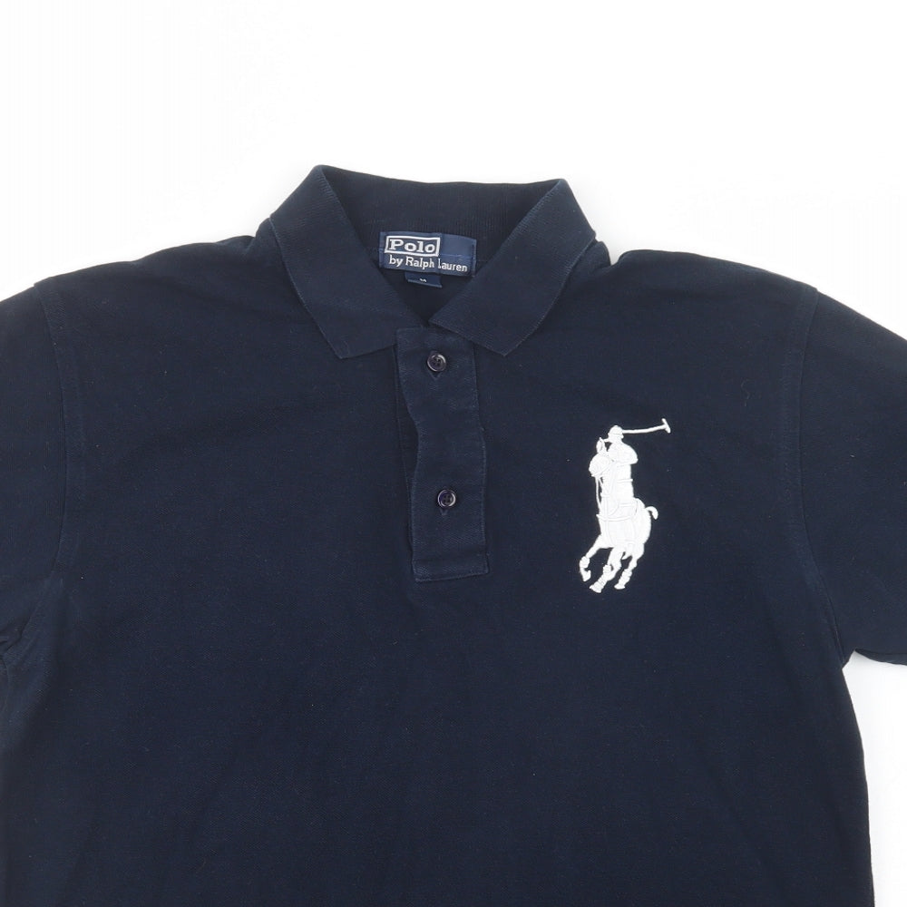 Polo Ralph Lauren Mens Blue  Cotton  Polo Size M Collared Button