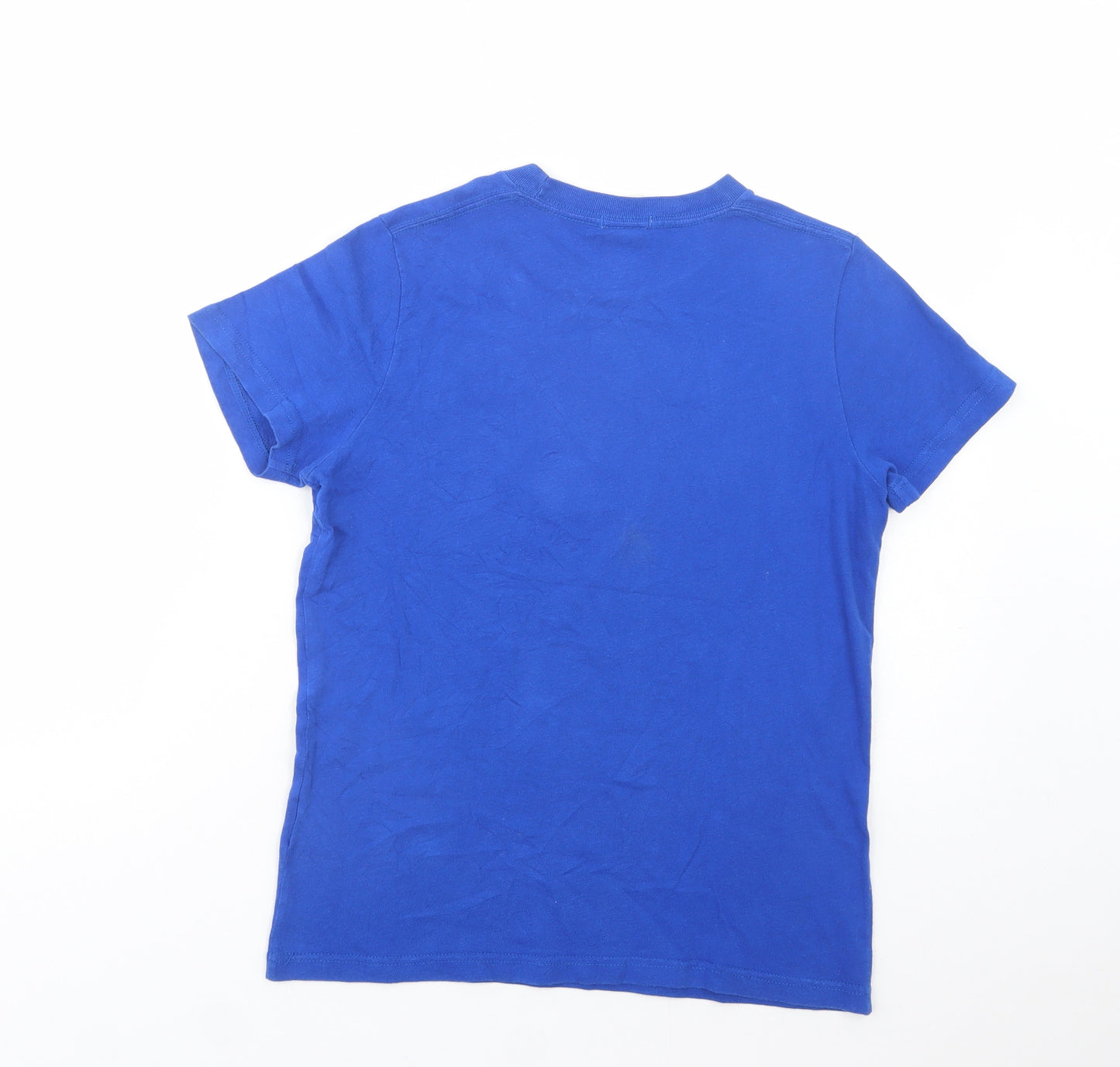 Abercrombie & Fitch Boys Blue  Cotton Basic T-Shirt Size 12-13 Years Crew Neck Pullover - Wild Cat