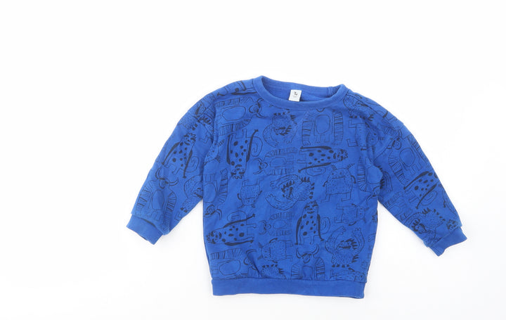 TU Boys Blue Geometric Cotton Pullover Sweatshirt Size 2-3 Years  Pullover - Cute Monsters