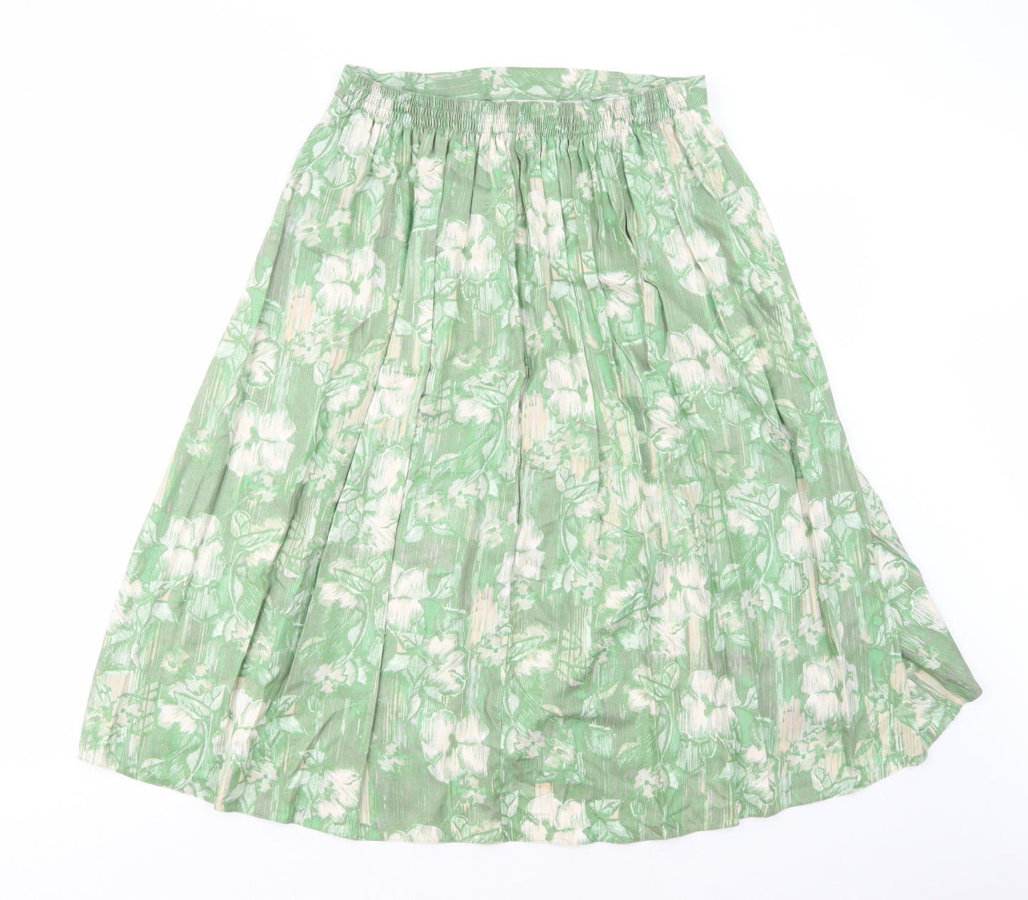 Honor Millburn Womens Green Floral Viscose A-Line Skirt Size 14