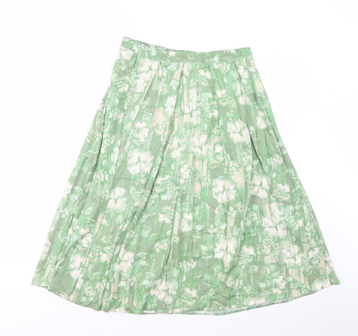 Honor Millburn Womens Green Floral Viscose A-Line Skirt Size 14